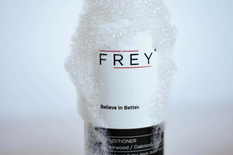 soap suds on frey bottle conditioner