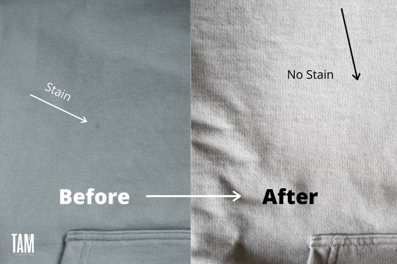 Stain vs no stain before and after