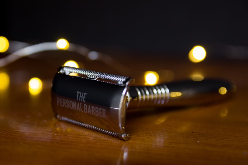 The Personal Barber Premium Double Edged Safety Razor On Angle Side On