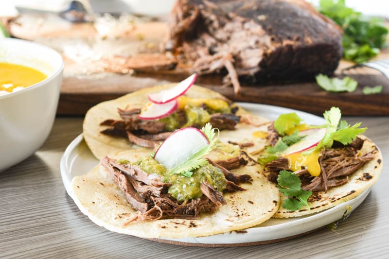 three tacos with shredded beef butcherbox