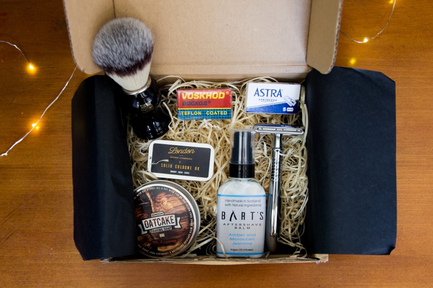 Top Down View of Open The Personal Barber Subscription Box