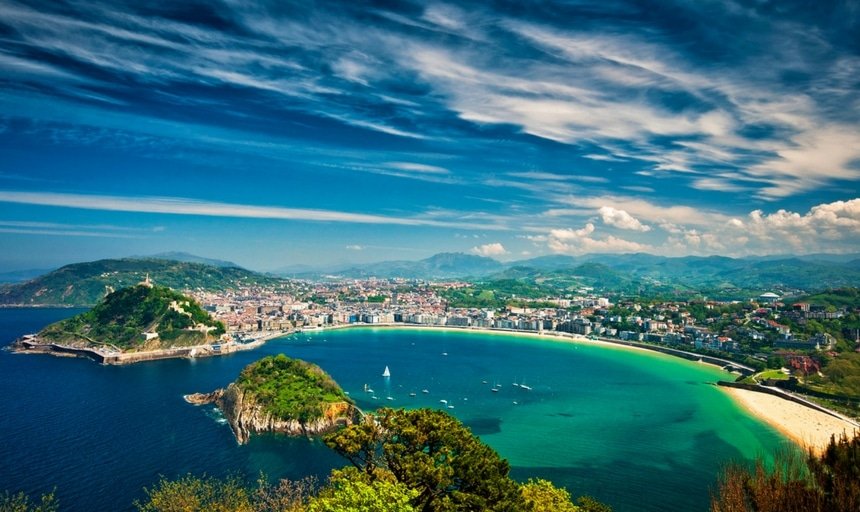 View from sky, beach of San Sebastian