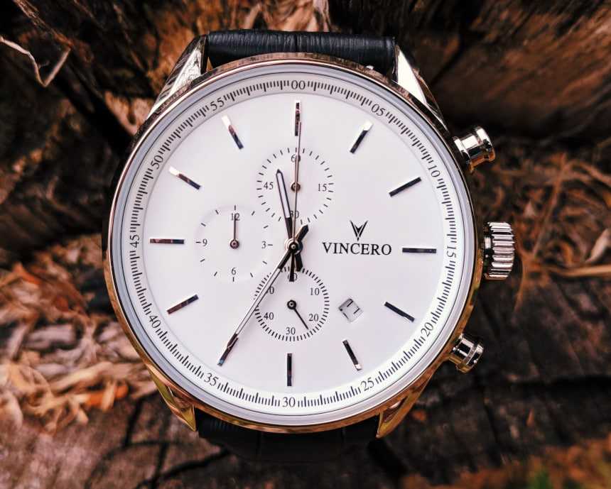 Vincero Chrono S Black SIlver Face Close Up