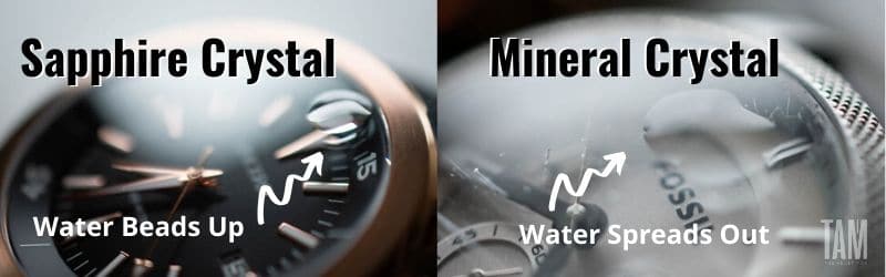 water test sapphire coating vs mineral crystal