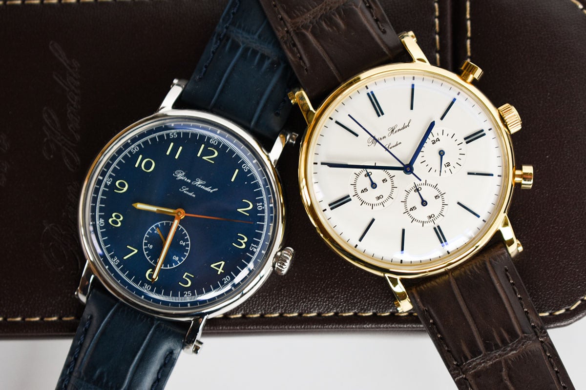 white dial varberg chronograph over blue flytande bjorn hendal